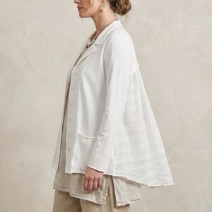 LUUKAA White Tiered Back Cotton Jersey Architectural Jacket